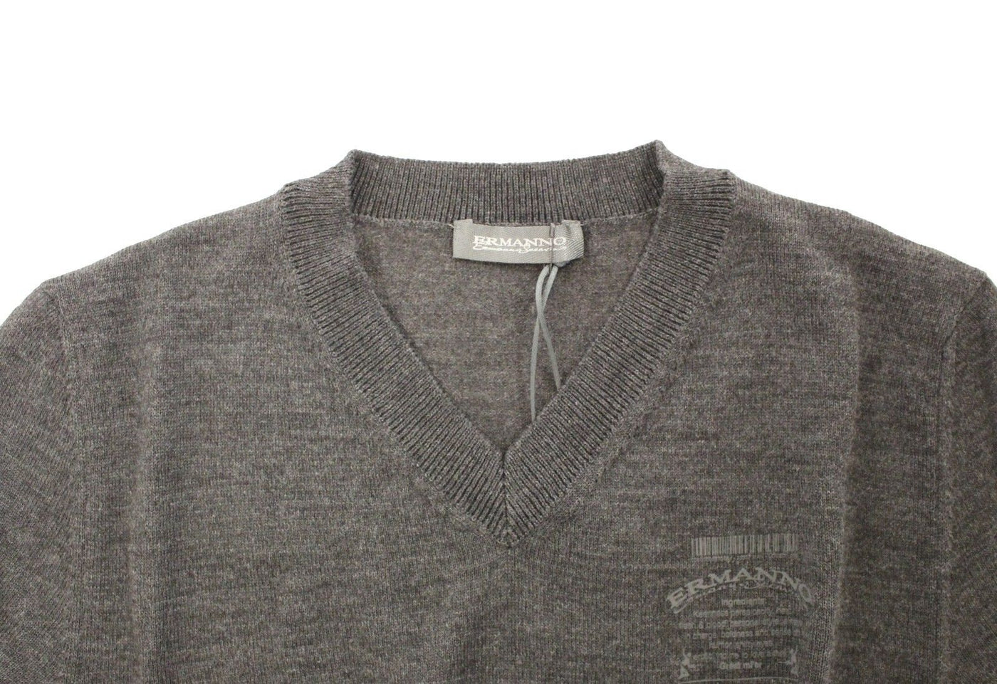 Pull col V en laine mélangée grise Ermanno Scervino