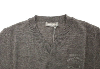 Pull col V en laine mélangée grise Ermanno Scervino