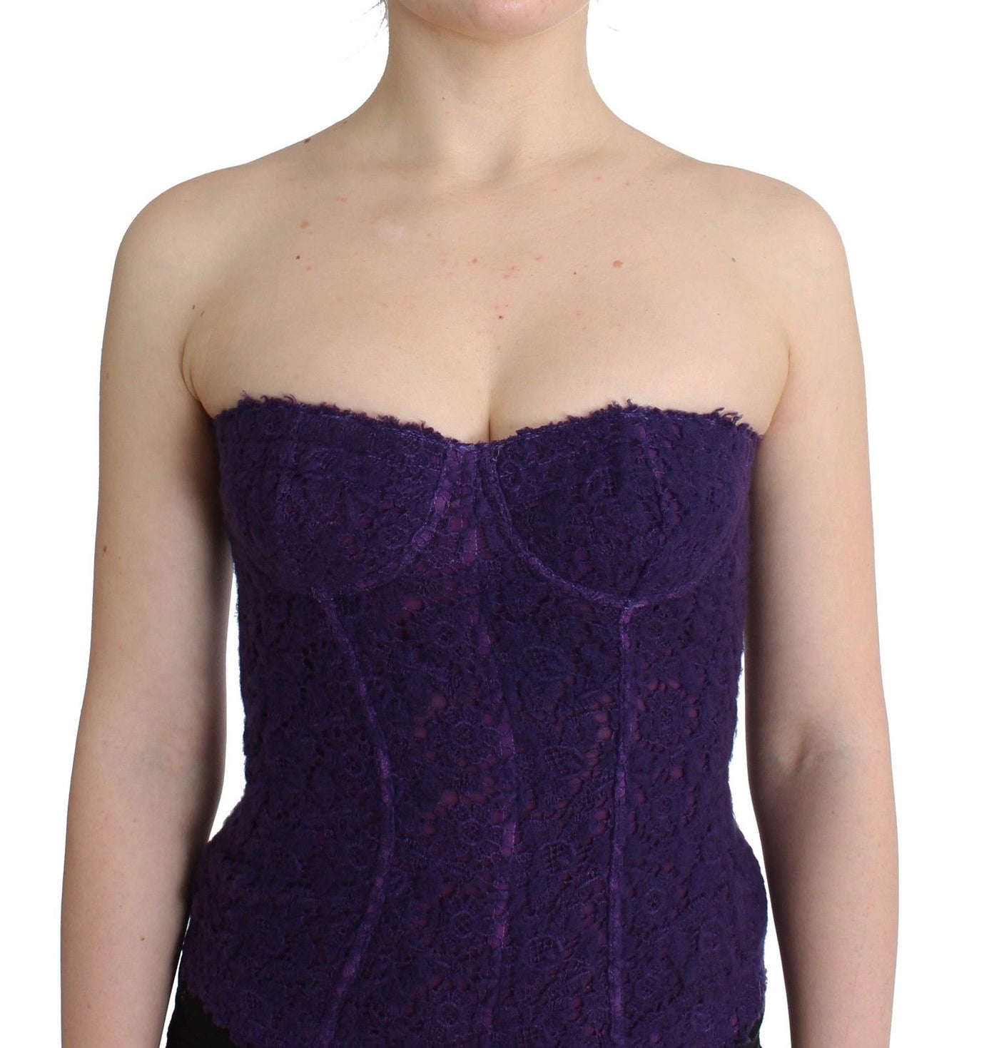 Ermanno Scervino Lingerie Purple Corset Bustier Top Floral Lace