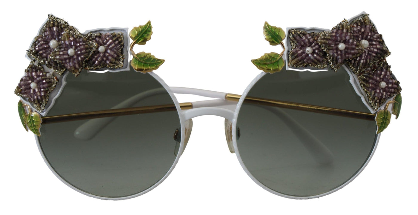 Dolce & Gabbana Gold Floral Embellished Metal Frame Round DG2186 Sunglasses