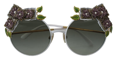 Dolce & Gabbana Gold Floral Embellished Metal Frame Round DG2186 Sunglasses