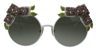Dolce & Gabbana Gold Floral Embellished Metal Frame Round DG2186 Sunglasses