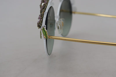 Dolce & Gabbana Gold Floral Embellished Metal Frame Round DG2186 Sunglasses