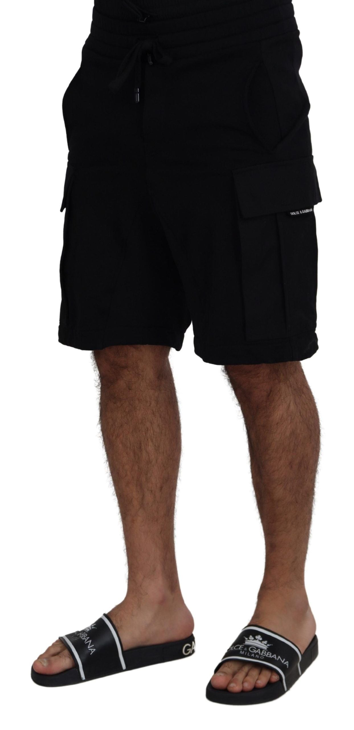 Bermuda cargo en coton noir Dolce &amp; Gabbana
