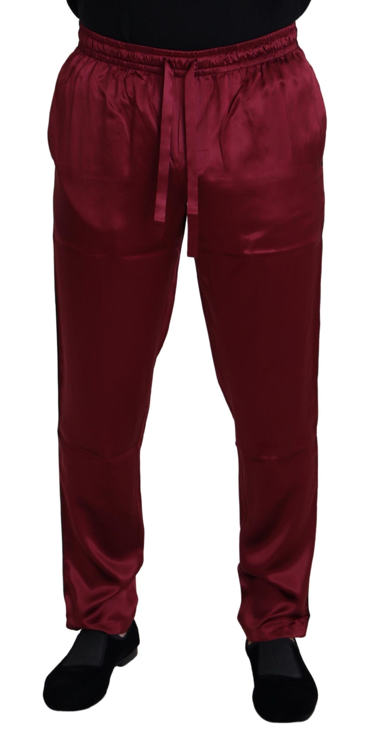 Dolce &amp; Gabbana Bordeaux Zijden DG Slaap Lounge Broek