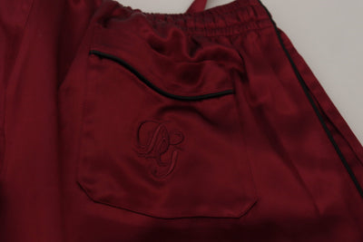 Dolce &amp; Gabbana Bordeaux Zijden DG Slaap Lounge Broek