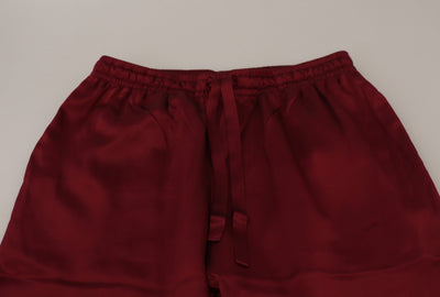 Dolce &amp; Gabbana Bordeaux Zijden DG Slaap Lounge Broek