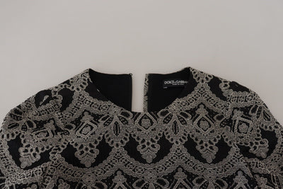 Dolce & Gabbana Black Gray Jacquard Sheath Bodycon Dress
