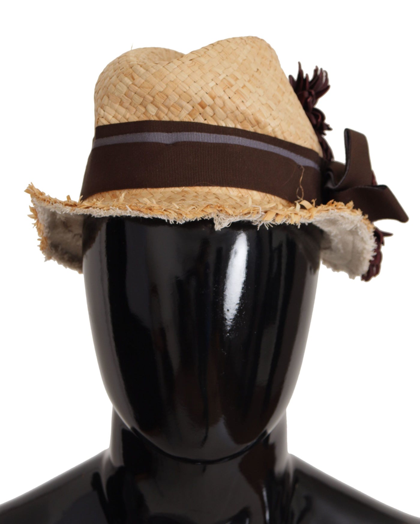 Chapeau de paille à rubans jaunes et fleurs Dolce &amp; Gabbana