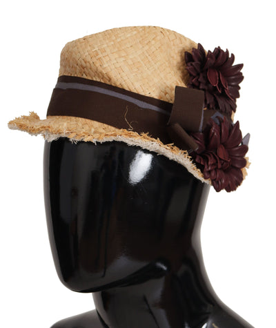 Chapeau de paille à rubans jaunes et fleurs Dolce &amp; Gabbana