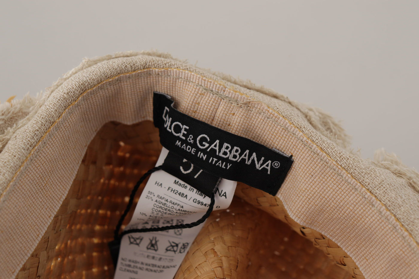 Chapeau de paille à rubans jaunes et fleurs Dolce &amp; Gabbana