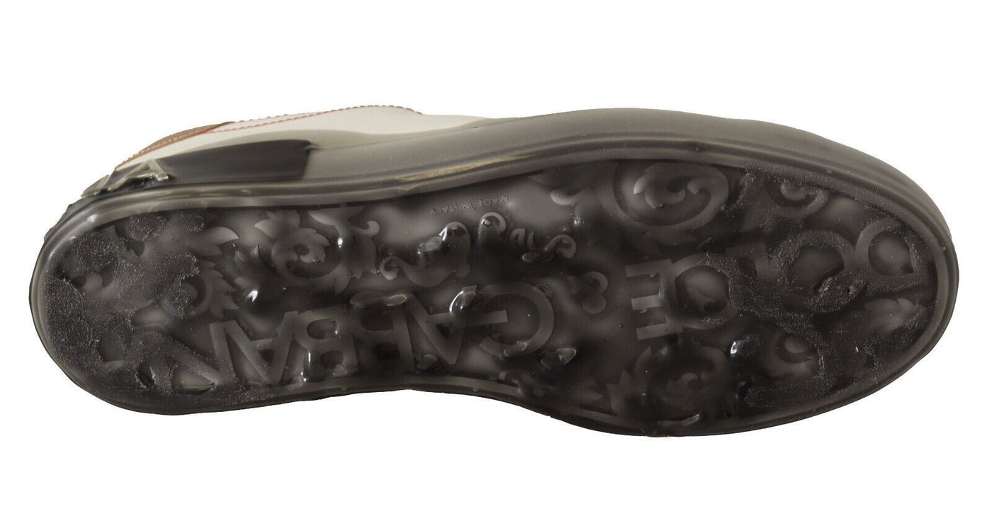 Dolce &amp; Gabbana Witgouden Leren Lage Sneakers Casual Schoenen