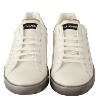 Dolce &amp; Gabbana Witgouden Leren Lage Sneakers Casual Schoenen