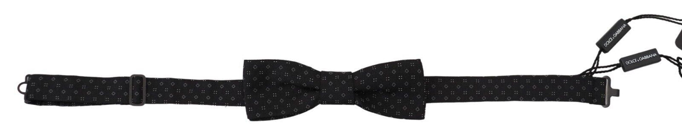 Dolce &amp; Gabbana Zwarte Zijden Vlinderdas met Verstelbare Hals en Patroon