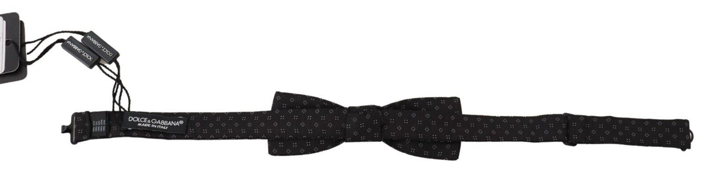 Dolce &amp; Gabbana Zwarte Zijden Vlinderdas met Verstelbare Hals en Patroon