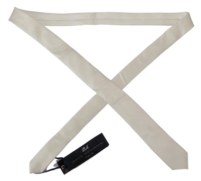 Daniele Alessandrini Off White Silk Men Necktie Adjustable Accessory Tie