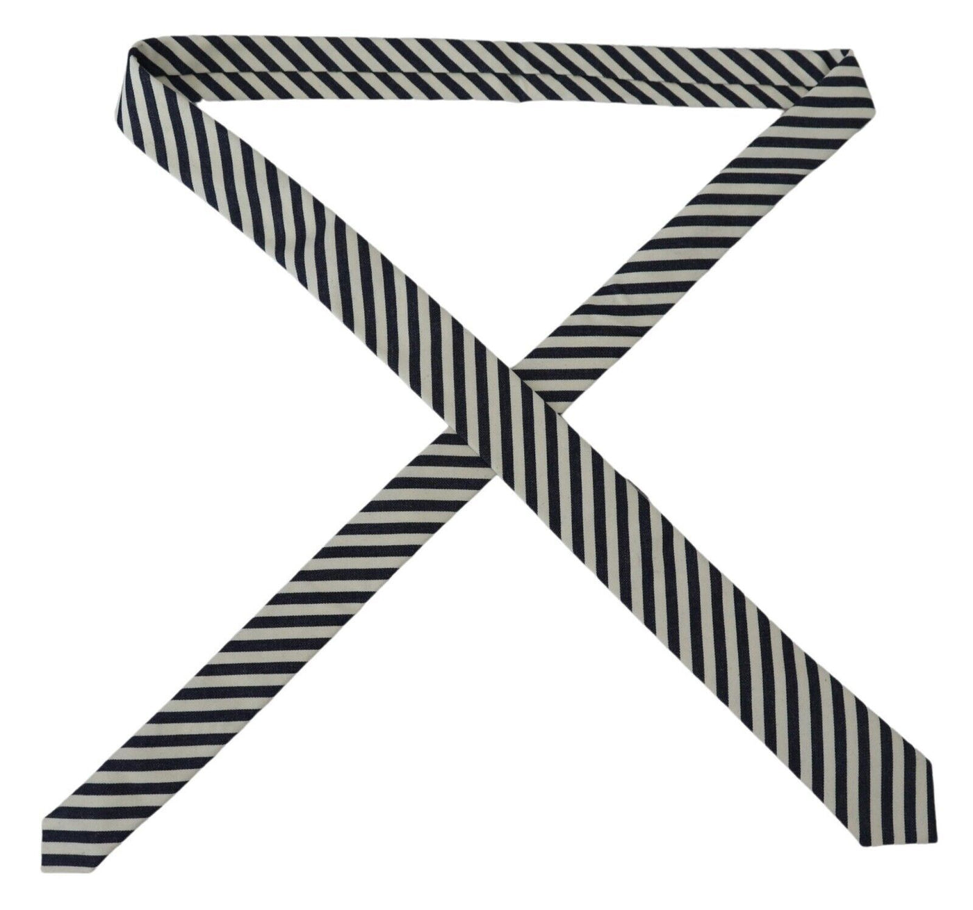 Denny Rose White Blue Striped Classic Adjustable Men Silk Tie