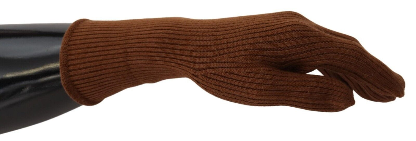 Gants pour homme Dolce &amp; Gabbana en cachemire marron tricoté à la main