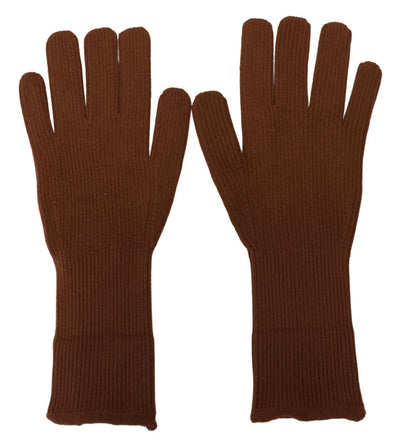 Gants pour homme Dolce &amp; Gabbana en cachemire marron tricoté à la main