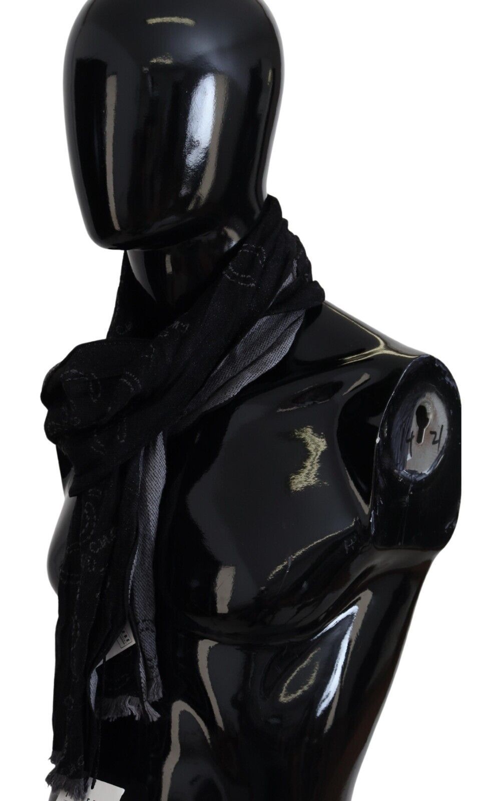 Costume National Noir Gris Logo Imprimé Hommes Cou Châle Écharpe