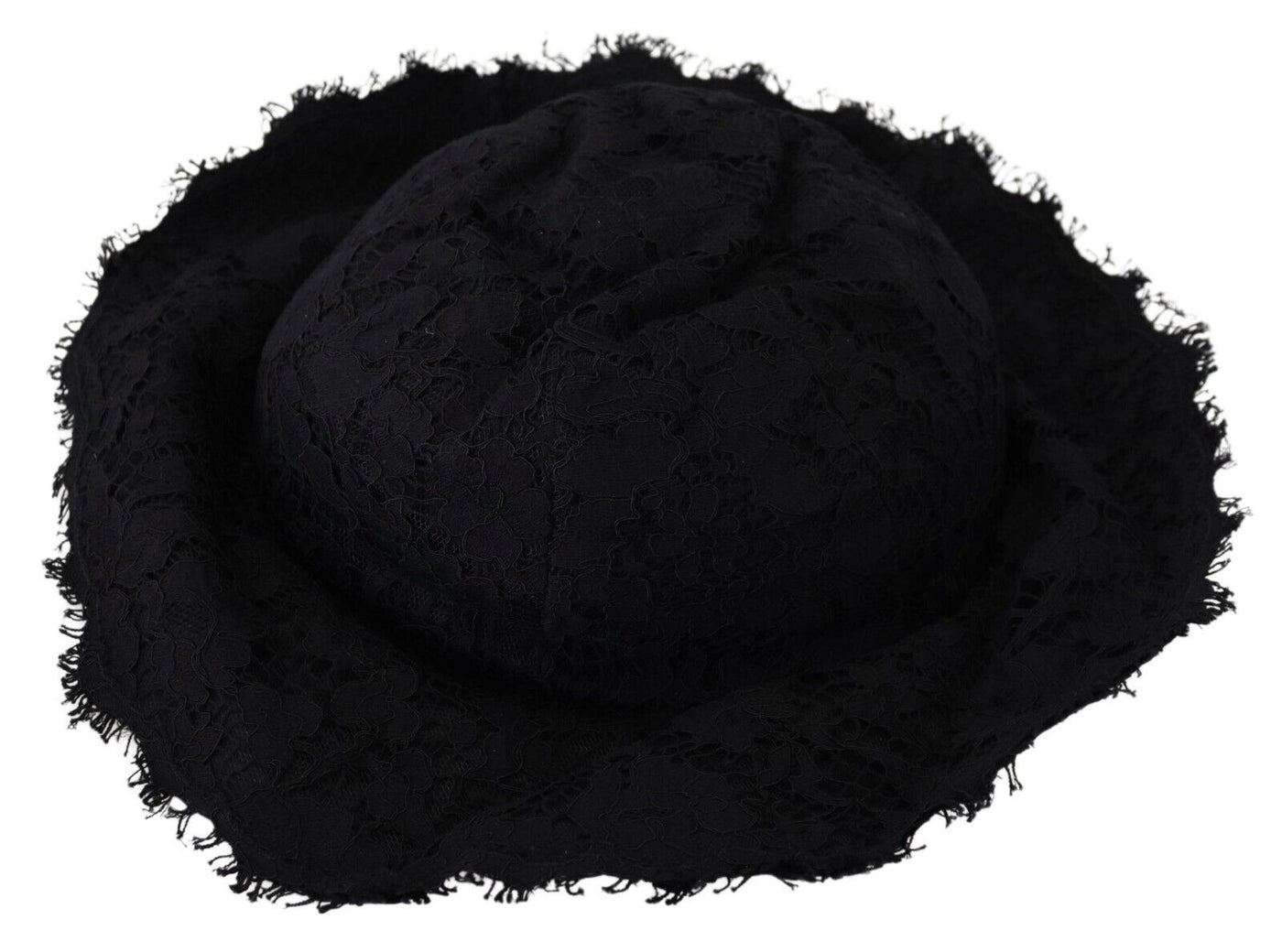 Chapeau d'ombrage à large bord en coton noir Dolce &amp; Gabbana