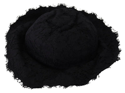Chapeau d'ombrage à large bord en coton noir Dolce &amp; Gabbana