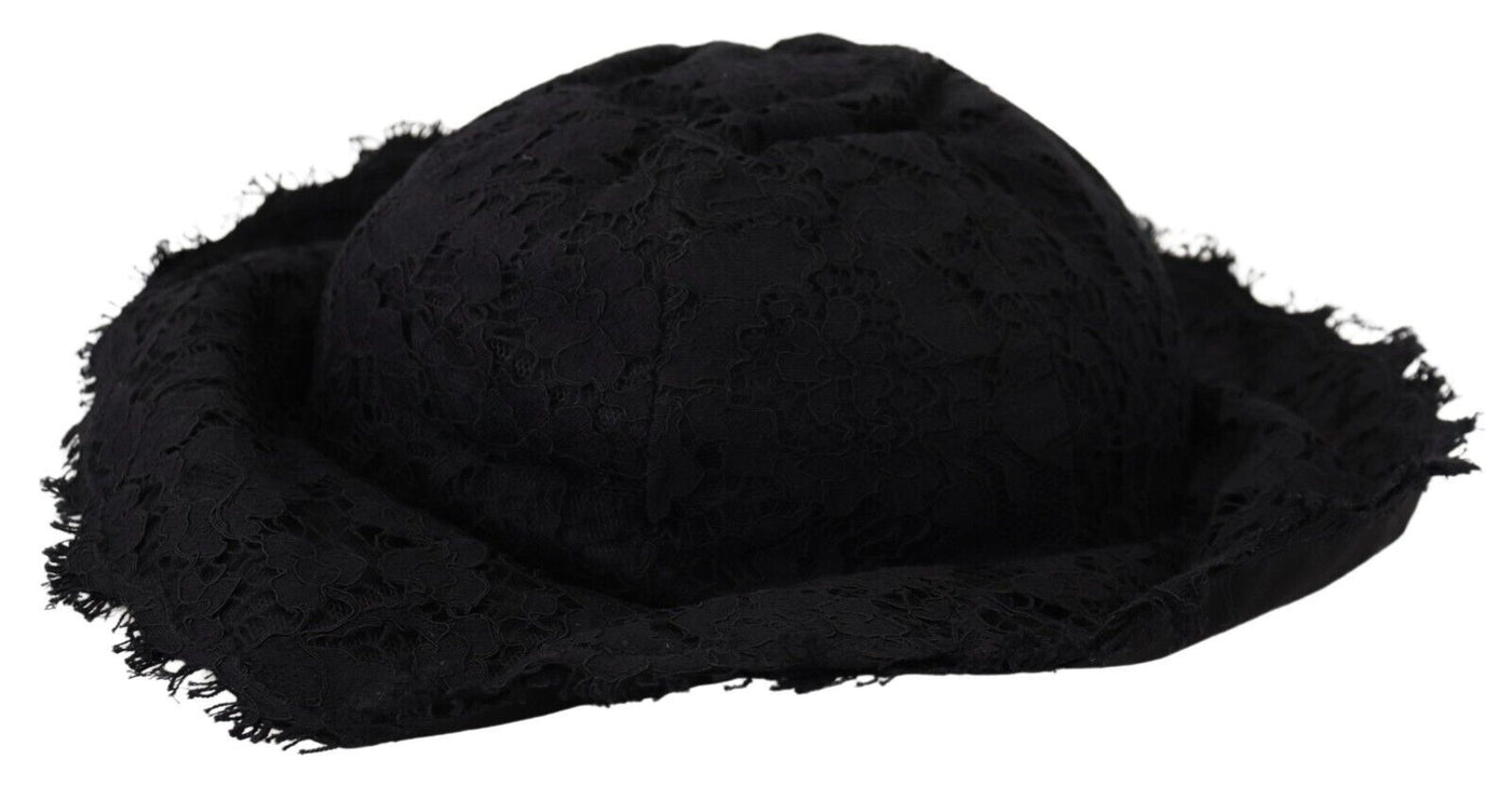 Chapeau d'ombrage à large bord en coton noir Dolce &amp; Gabbana