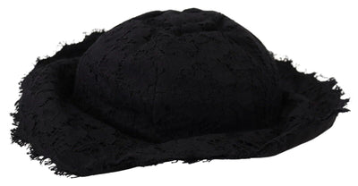 Chapeau d'ombrage à large bord en coton noir Dolce &amp; Gabbana