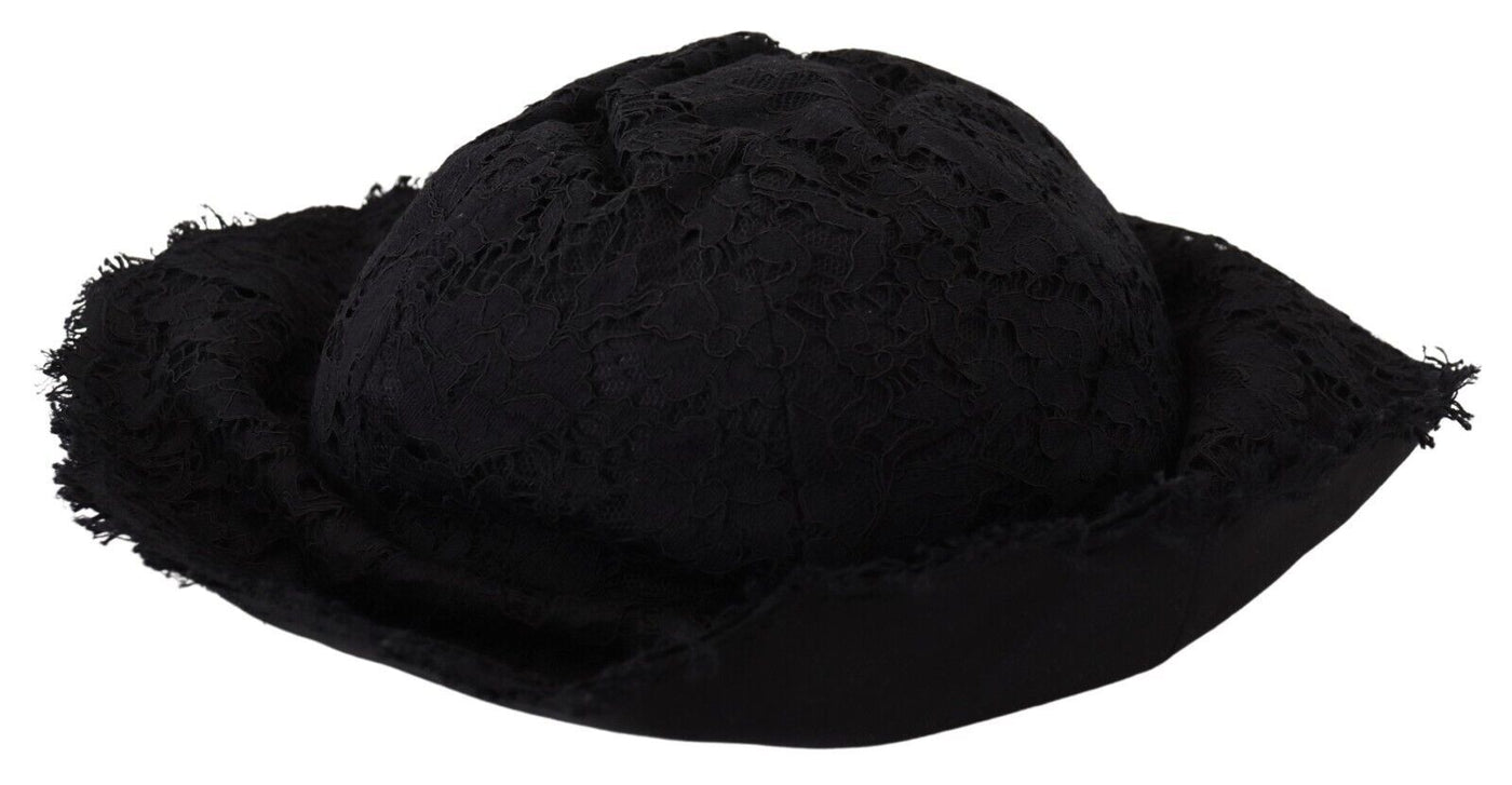 Chapeau d'ombrage à large bord en coton noir Dolce &amp; Gabbana