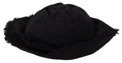 Chapeau d'ombrage à large bord en coton noir Dolce &amp; Gabbana