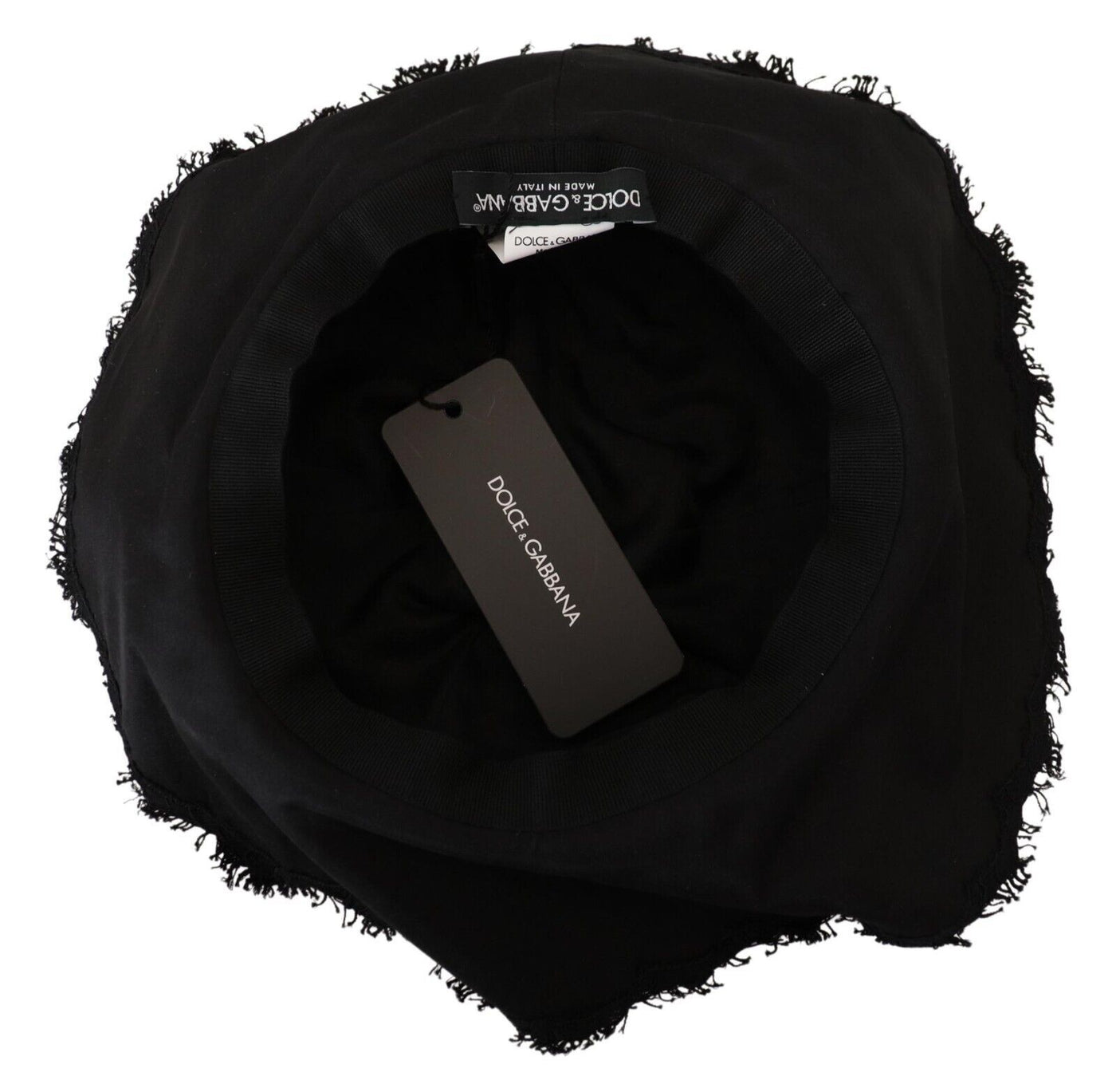Chapeau d'ombrage à large bord en coton noir Dolce &amp; Gabbana