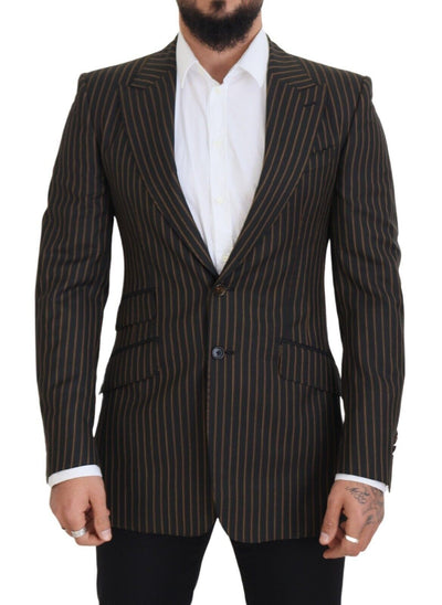 Dolce &amp; Gabbana zwartbruine gestreepte enkelrijsblazer