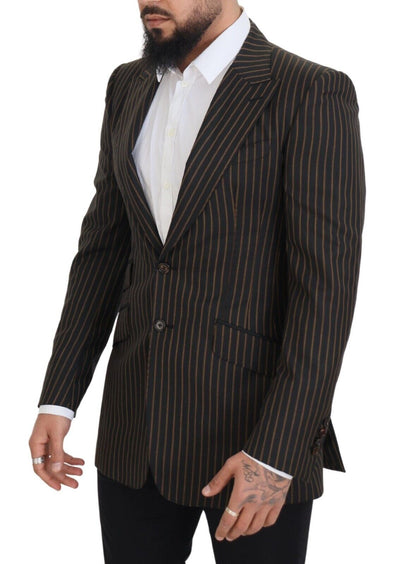 Dolce &amp; Gabbana zwartbruine gestreepte enkelrijsblazer