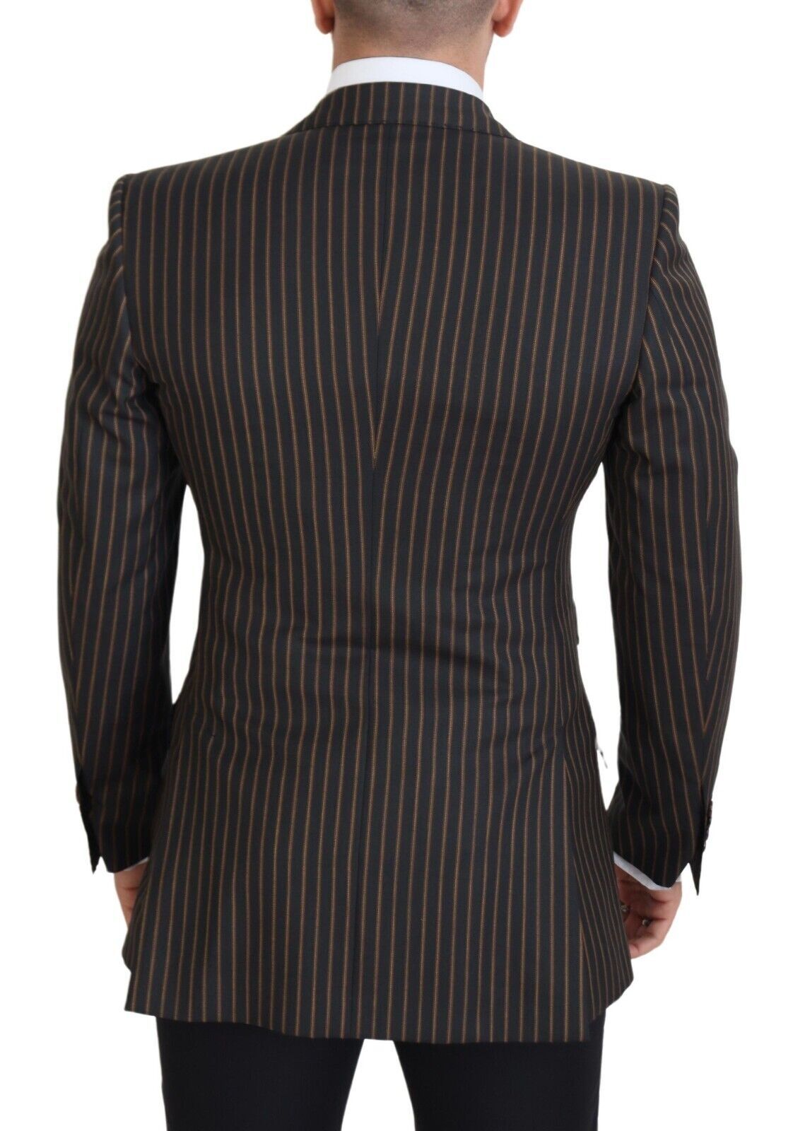 Dolce &amp; Gabbana zwartbruine gestreepte enkelrijsblazer