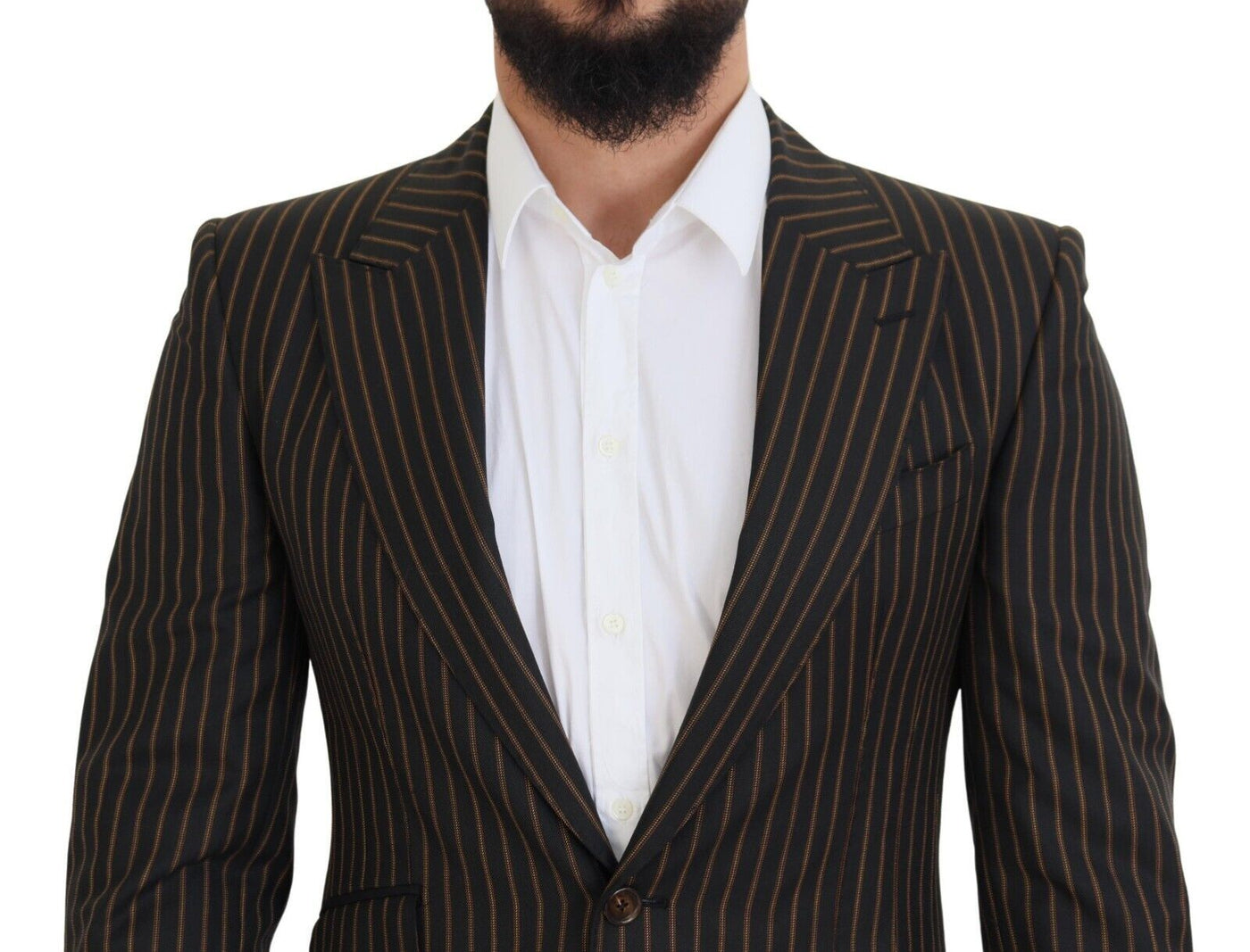 Dolce &amp; Gabbana zwartbruine gestreepte enkelrijsblazer