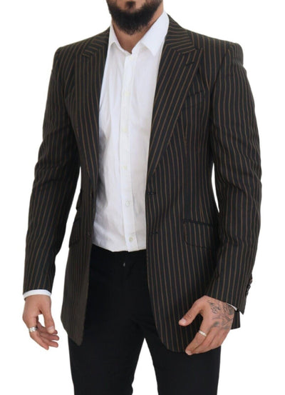 Dolce &amp; Gabbana zwartbruine gestreepte enkelrijsblazer