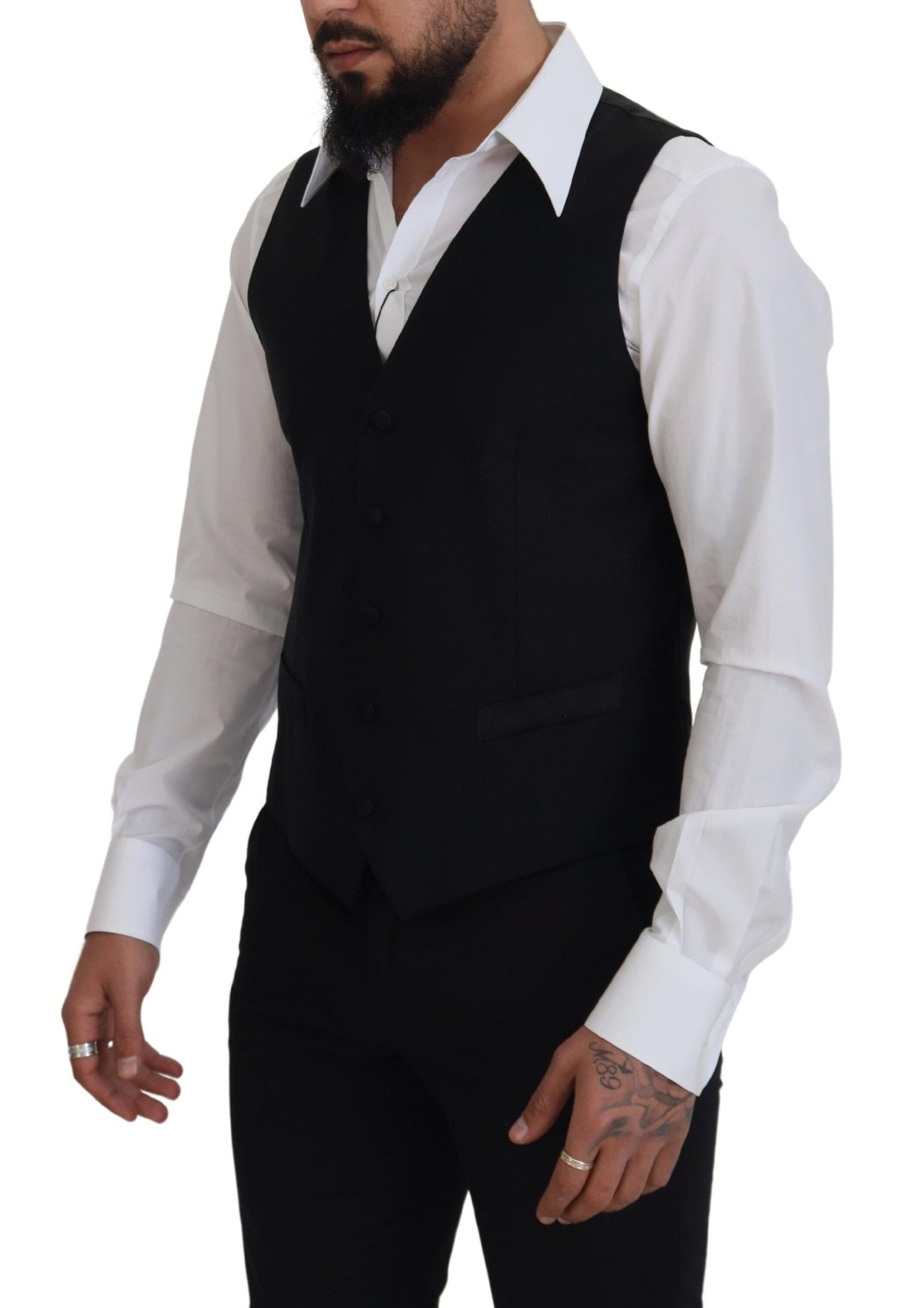 Dolce &amp; Gabbana Zwart Maagdelijke Wollen Vest Formele Jurk Vest