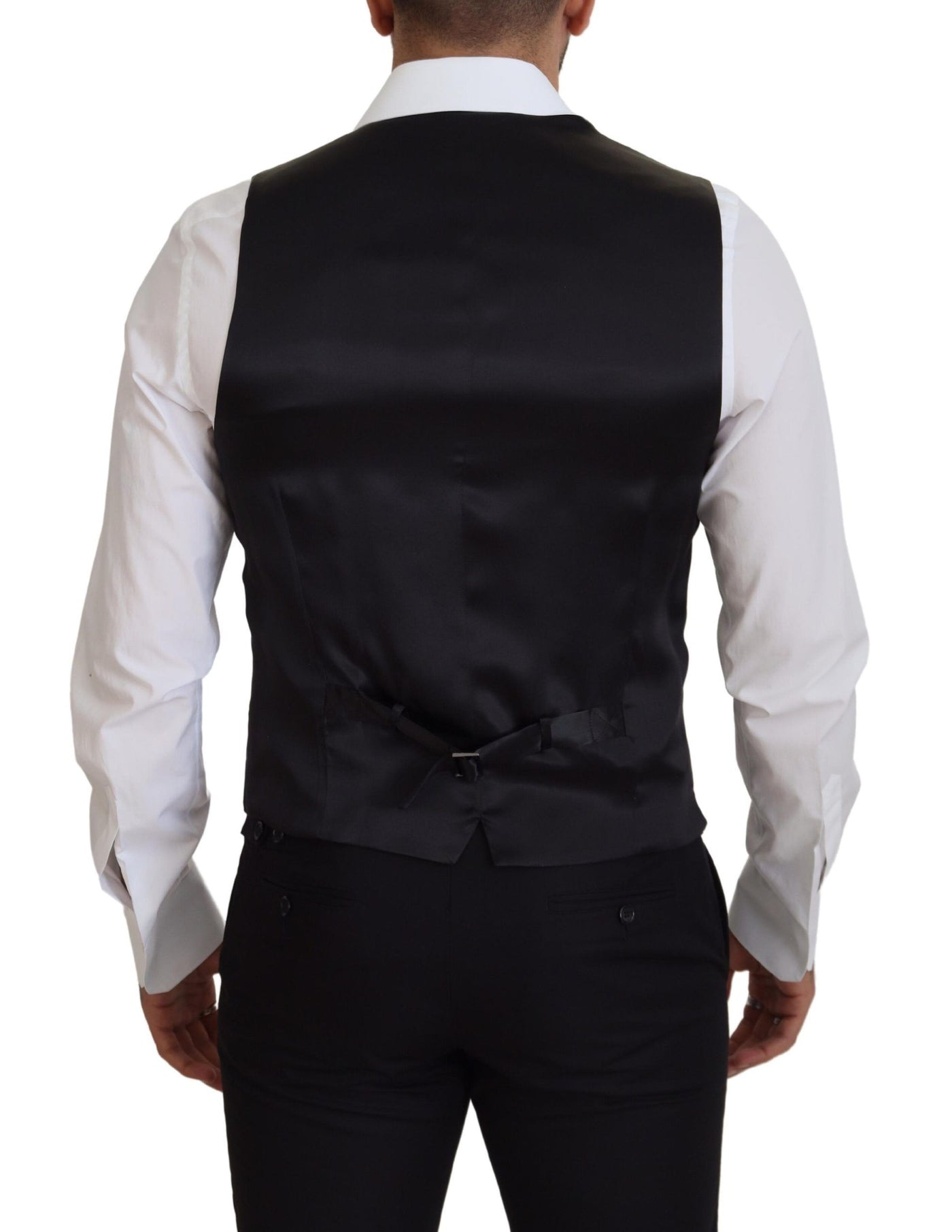Dolce &amp; Gabbana Zwart Maagdelijke Wollen Vest Formele Jurk Vest