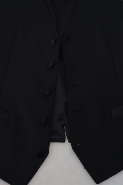 Dolce &amp; Gabbana Zwart Maagdelijke Wollen Vest Formele Jurk Vest