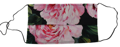 Masque facial plissé à motif floral noir Dolce &amp; Gabbana avec élastiques et attaches pour les oreilles