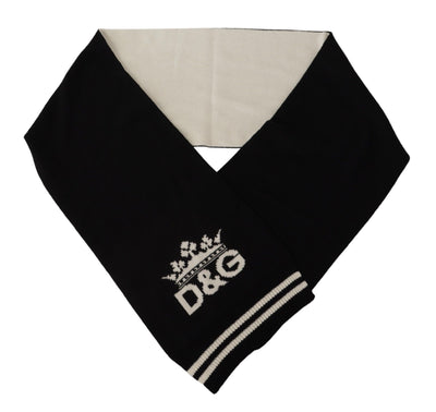 Écharpe châle en cachemire imprimé DG en coton noir et blanc Dolce &amp; Gabbana
