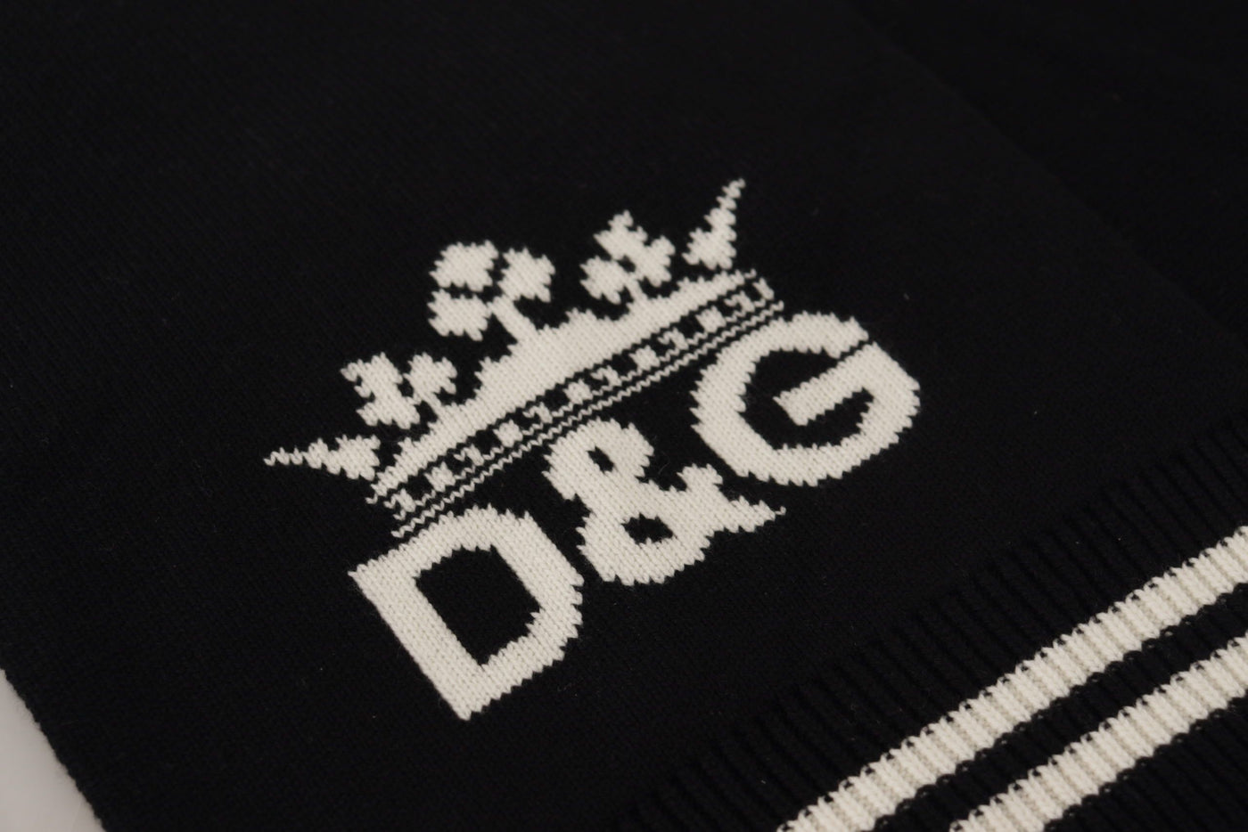Écharpe châle en cachemire imprimé DG en coton noir et blanc Dolce &amp; Gabbana