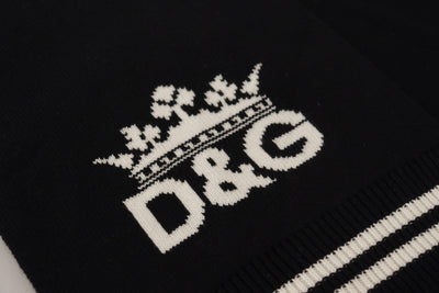 Écharpe châle en cachemire imprimé DG en coton noir et blanc Dolce &amp; Gabbana