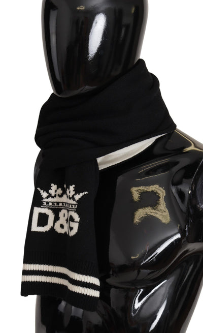 Écharpe châle en cachemire imprimé DG en coton noir et blanc Dolce &amp; Gabbana