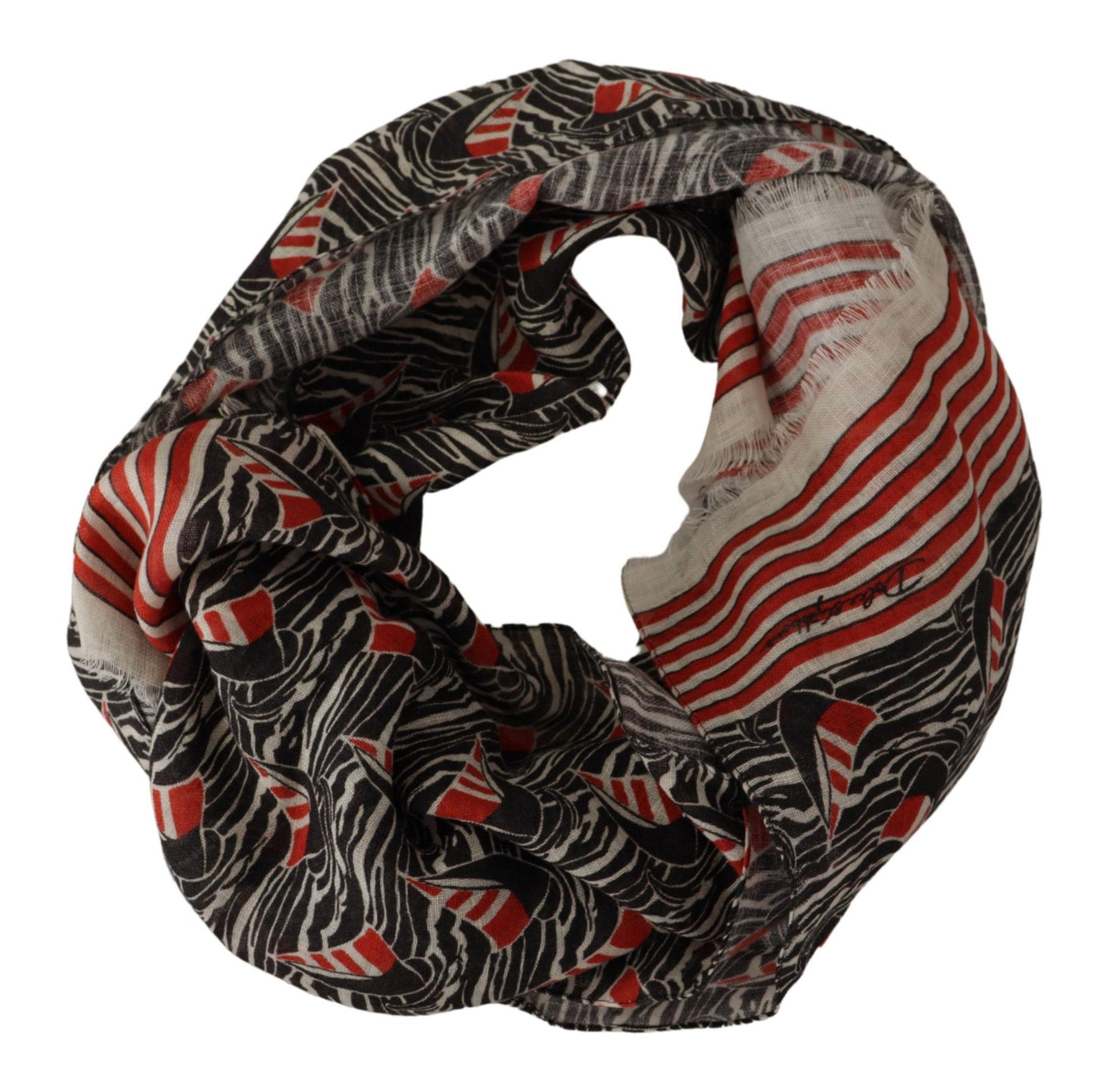 Foulard châle Dolce &amp; Gabbana en lin noir et rouge à rayures voiliers