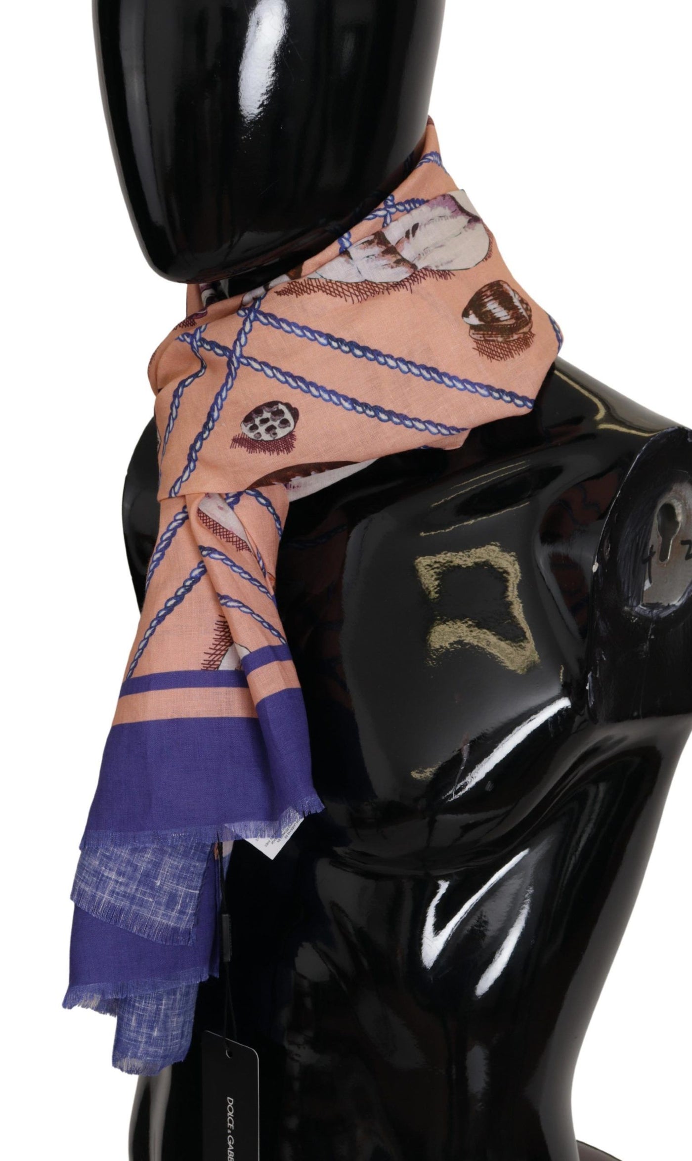 Foulard châle en lin bleu à motif coquillages Dolce &amp; Gabbana pour homme