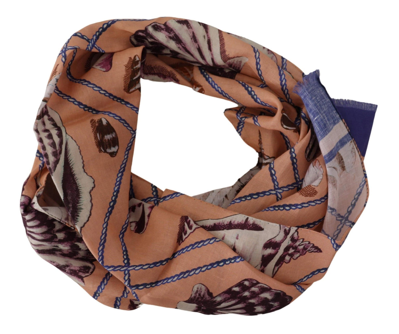 Foulard châle en lin bleu à motif coquillages Dolce &amp; Gabbana pour homme