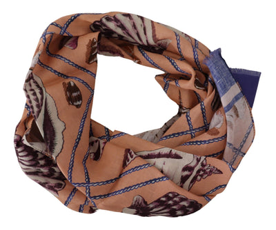 Foulard châle en lin bleu à motif coquillages Dolce &amp; Gabbana pour homme