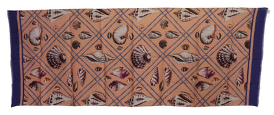Foulard châle en lin bleu à motif coquillages Dolce &amp; Gabbana pour homme
