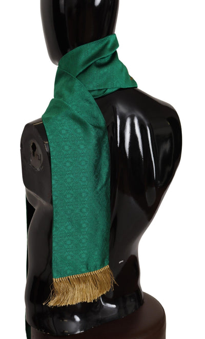 Dolce &amp; Gabbana Châle brodé à franges en soie mélangée avec couronne verte